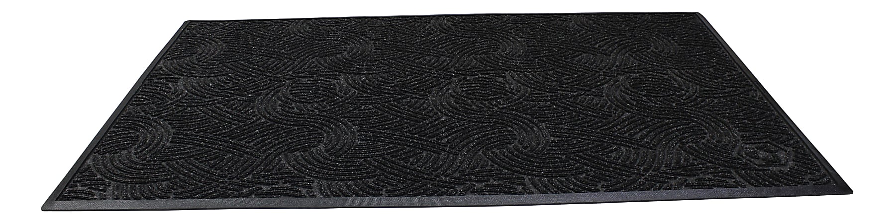 Waterhog Plus Swirl Floor Mat, 36" x 120", 100% Recycled, Black Smoke