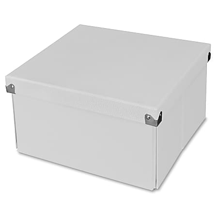 Samsill Pop n' Store Medium Square Box - White - 10.63"x6"x10.63" - External Dimensions: 10.6" Length x 10.6" Width x 5.9" Height - Heavy Duty - Stackable - Paper, Chipboard, Metal, Fabric, Fiberboard - White - For Office Supplies, Document, Craft Supplies, Decoration Equipment, Toy, Magazine, Electronic Components, Photo, CD/DVD - Recycled - 1 Each