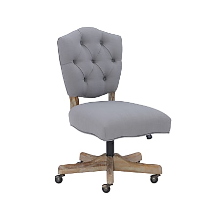 Linon Juliet Fabric Mid-Back Home Office Chair, Gray/Gray Wash