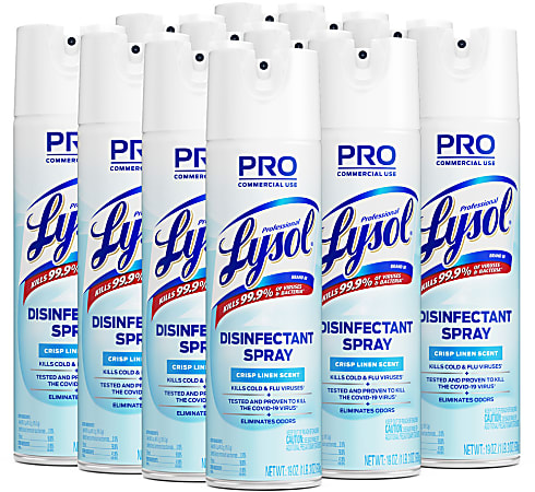 Lysol® Professional Disinfectant Spray, Crisp Linen Scent, 19 Oz Bottle, Case Of 12