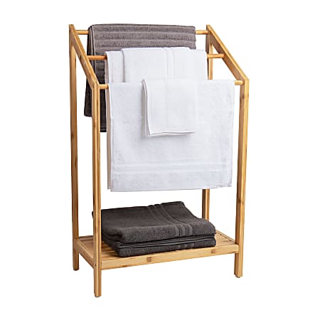 Mind Reader 3-Tier Freestanding Bamboo Drying Rack, 33"H x 11-3/4"W x 20-1/4"D, Brown
