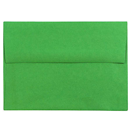 JAM Paper® Booklet Invitation Envelopes, A6, Gummed Seal, 30% Recycled, Green, Pack Of 25