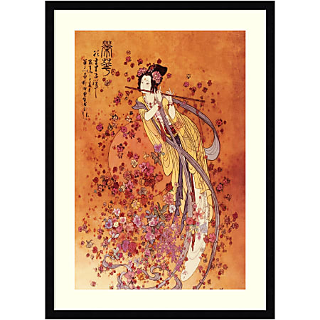 Amanti Art Goddess of Prosperity by Chinese Wood Framed Wall Art Print, 29”H x 21”W, Black