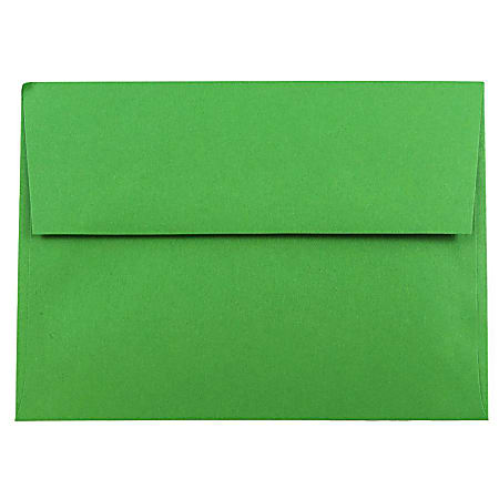 JAM Paper® Booklet Invitation Envelopes, A7, Gummed Seal, 30% Recycled, Green, Pack Of 25