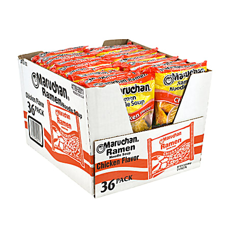 Maruchan Ramen Noodle Soup, Chicken, 2.98 Oz, Pack Of 36 Pouches