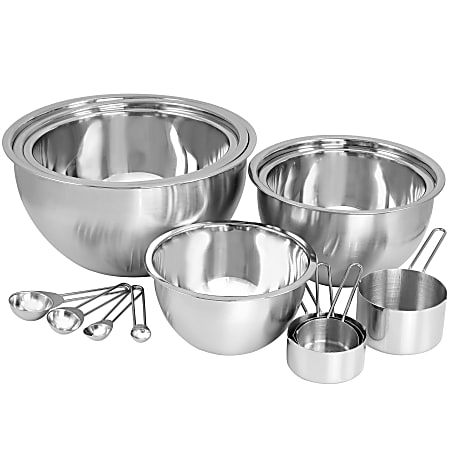 MegaChef 14-Piece Mixing Bowl Set, Silver