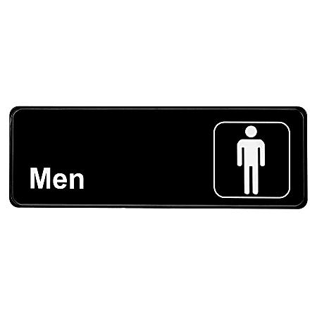 Alpine Men's Restroom Signs, 3" x 9", Black/White, Pack Of 15 Signs