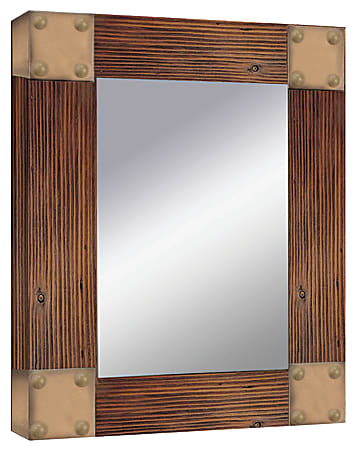 PTM Images Framed Mirror, Accent, Corner Tacks, 20"H x 16"W, Natural Wood