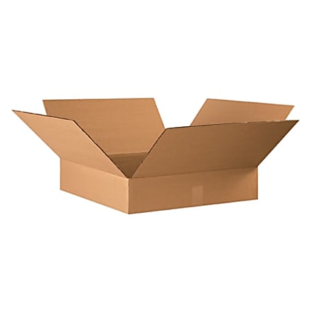 Partners Brand Flat Corrugated Boxes, 22" x 22" x 4", Kraft, Bundle of 10