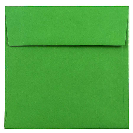 JAM Paper® Color Square Invitation Envelopes, 6" x 6", Gummed Seal, 30% Recycled, Green, Pack Of 25