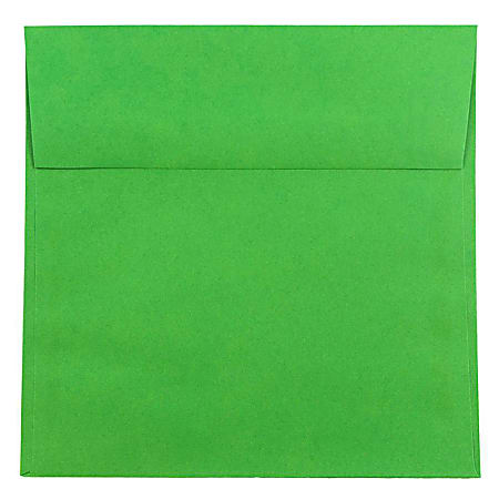 JAM Paper® Color Square Invitation Envelopes, 8 1/2" x 8 1/2", Gummed Seal, 30% Recycled, Green, Pack Of 25