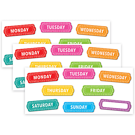 Ashley Productions Magnetic Die-Cut Timesavers & Labels, Days of the Week, Chalk Loops, 8 Pieces Per Pack, Set Of 3 Packs