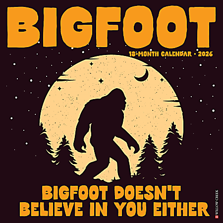 2026 Willow Creek Press Art & Design Monthly Wall Calendar, 12" x 12", Bigfoot, January To December, 50262
