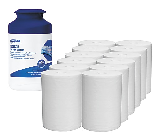 Kimtech Wipers For Small WETTASK System, Unscented, 12" x 12 1/2", 35 Wipes Per Can, Case Of 12 Cans