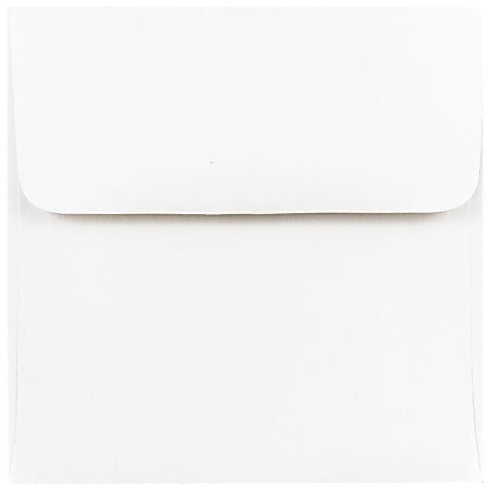 JAM Paper® Square Invitation Envelopes, 4 1/2" x 4 1/2", Gummed Seal, White, Pack Of 25