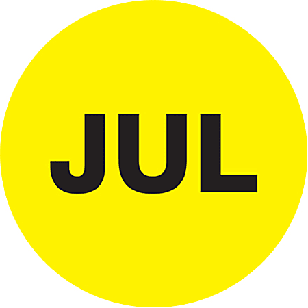 Tape Logic® Yellow - "JUL" Months of the Year Labels 1", DL6729, Roll of 500