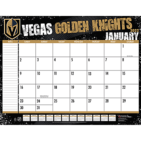 Lang Turner Licensing Monthly Desk Calendar, 22” x 17”, Vegas Golden Knights, January To December 2022