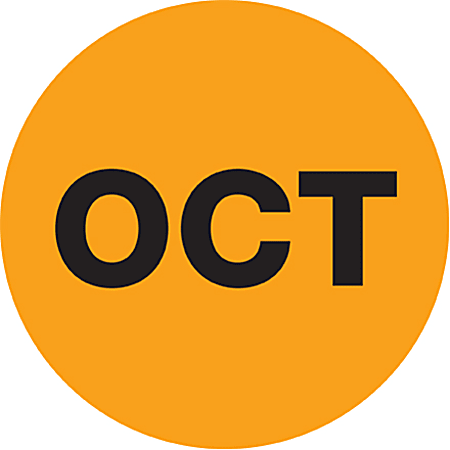 Tape Logic® Orange - "OCT" Months of the Year Labels 1", DL6732, Roll of 500