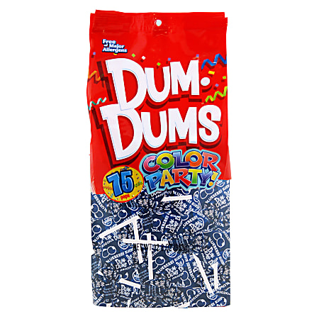 Dum Dums Blueberry Lollipops, Color Party Blue, 75 Pieces Per Bag, Pack Of 2 Bags