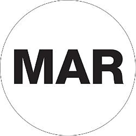 Tape Logic® White - "MAR" Months of the Year Labels 2", DL6737, Roll of 500