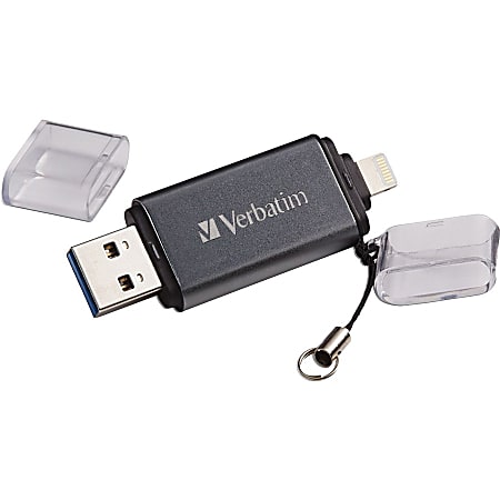 Store 'n' Go Dual USB 3.0 Flash Drive for Apple Lightning Devices, 64 GB, Graphite