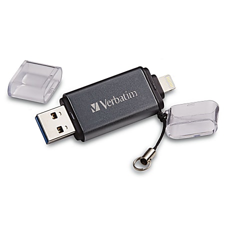 Verbatim 16GB Store 'n' Go Dual Flash Drive - 16 GB - USB 3.2 (Gen 1) Type A, Lightning - Graphite - Lifetime Warranty - 1 Each