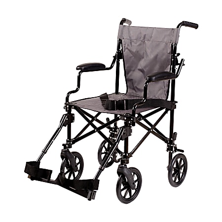 DMI® Lightweight Folding Transport Chair, 39"H x 22 1/2"W x 38"D, Gray
