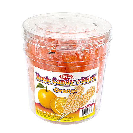 Espeez Rock Candy Sticks, 7", Orange, Pack Of 36