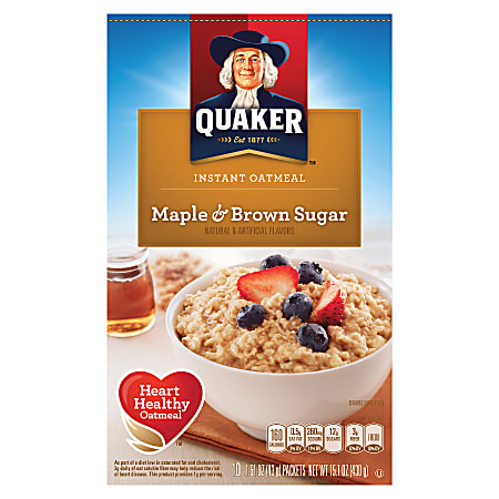 Quaker® Instant Oatmeal, Maple Brown Sugar, 1.5 Oz, Box Of 10