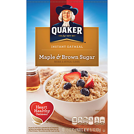 Quaker Instant Oatmeal Maple Brown Sugar 1 5 Oz Box Of 10 Office Depot