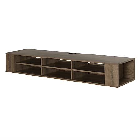 South Shore City Life 66" Wide Wall Mounted Media Console, Weathered Oak