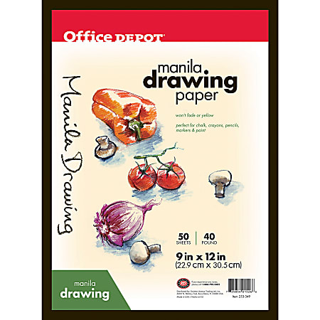 Office Depot® Brand Manila Drawing Paper, 9" x 12", 40 Lb, 50 Sheets