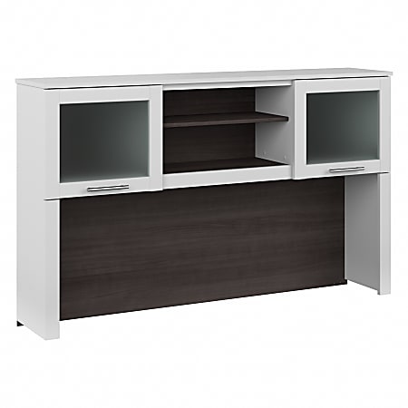 Bush Furniture Somerset 60"W Desk Hutch, Storm Gray/White, Standard Delivery