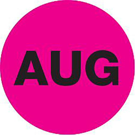 Tape Logic® Pink - "AUG" Months of the Year Labels 2", DL6744, Roll of 500