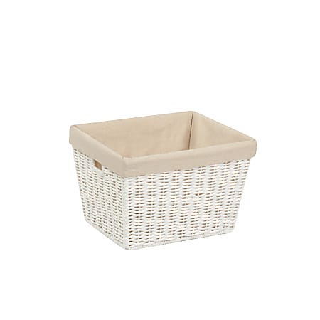 Honey-Can-Do Paper Rope Storage Tote With Liner, Medium Size, White