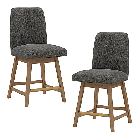 Office Star Finley Counter Height Swivel Stools, Charcoal/Med Oak, 26", Set Of 2 Stools