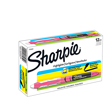 Sharpie® Liquid Highlighters, Chisel Tip, Fluorescent Pink, Box of 12