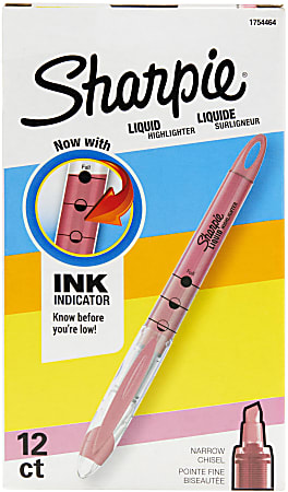 Sharpie Liquid Highlighters, Chisel Tip, Fluorescent Pink, Box