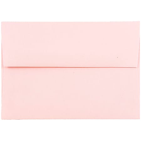 JAM Paper® Booklet Envelopes, #4 Bar (A1), Gummed Seal, Light Baby Pink, Pack Of 25