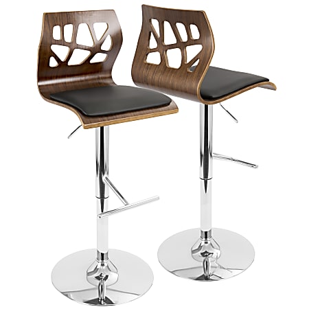 LumiSource Folia Bar Stool, Walnut/Black