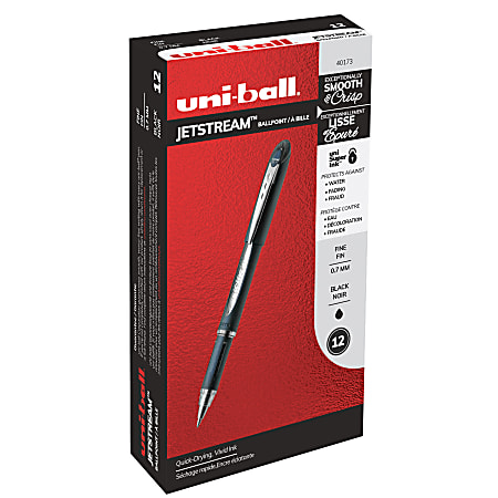 uni-ball® Jetstream™ Gel Rollerball Pen, Fine Point, 0.7 mm, Blue Barrel, Black Ink