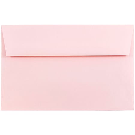 JAM Paper® Booklet Invitation Envelopes, A9, Gummed Seal, Light Baby Pink, Pack Of 25