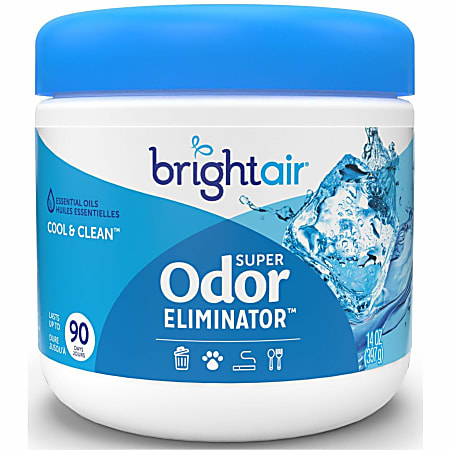 Bright Air Super Odor Eliminator Air Freshener - Gel - 450 ft³ - 14 fl oz (0.4 quart) - Cool, Clean - 60 Day - 6 / Carton