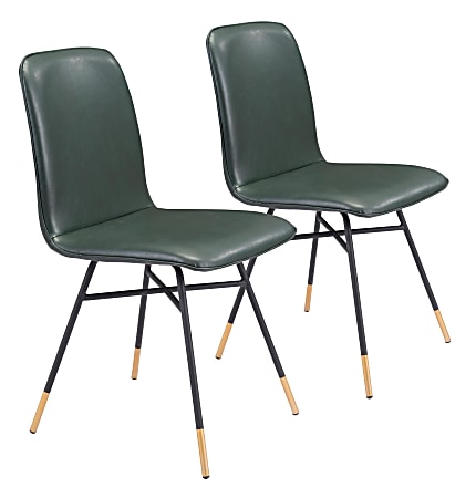 Zuo Modern Van Dining Chairs, Green/Black/Gold, Set Of 2 Chairs