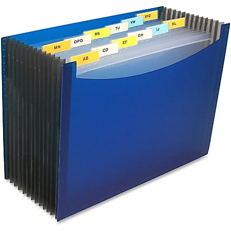 C-Line 13-Pocket Polypropylene Expanding File With 12 Dividers, 9" Expansion, Letter Size, Blue