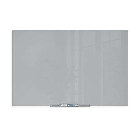 U Brands® Floating Non-Magnetic Glass Dry-Erase Board, 36" X 24", Gray Surface, Frameless, Actual Size 35" X 23" (2906U00-01)