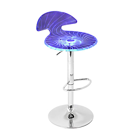 LumiSource Spyra Bar Stool, 36"H x 17"W x 17"D, Chrome/Color Phasing