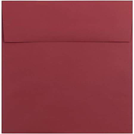 JAM Paper® Color Square Invitation Envelopes, 8 1/2" x 8 1/2", Gummed Seal, Dark Red, Pack Of 25