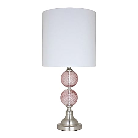 LumiSource Ornaments Contemporary Accent Lamp, 22”H, White Shade/Cameo Rose Base