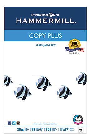 Hammermill® Tidal® Multi-Use Printer & Copy Paper, White, Ledger (11" x 17"), 500 Sheets Per Ream, 20 Lb, 92 Brightness